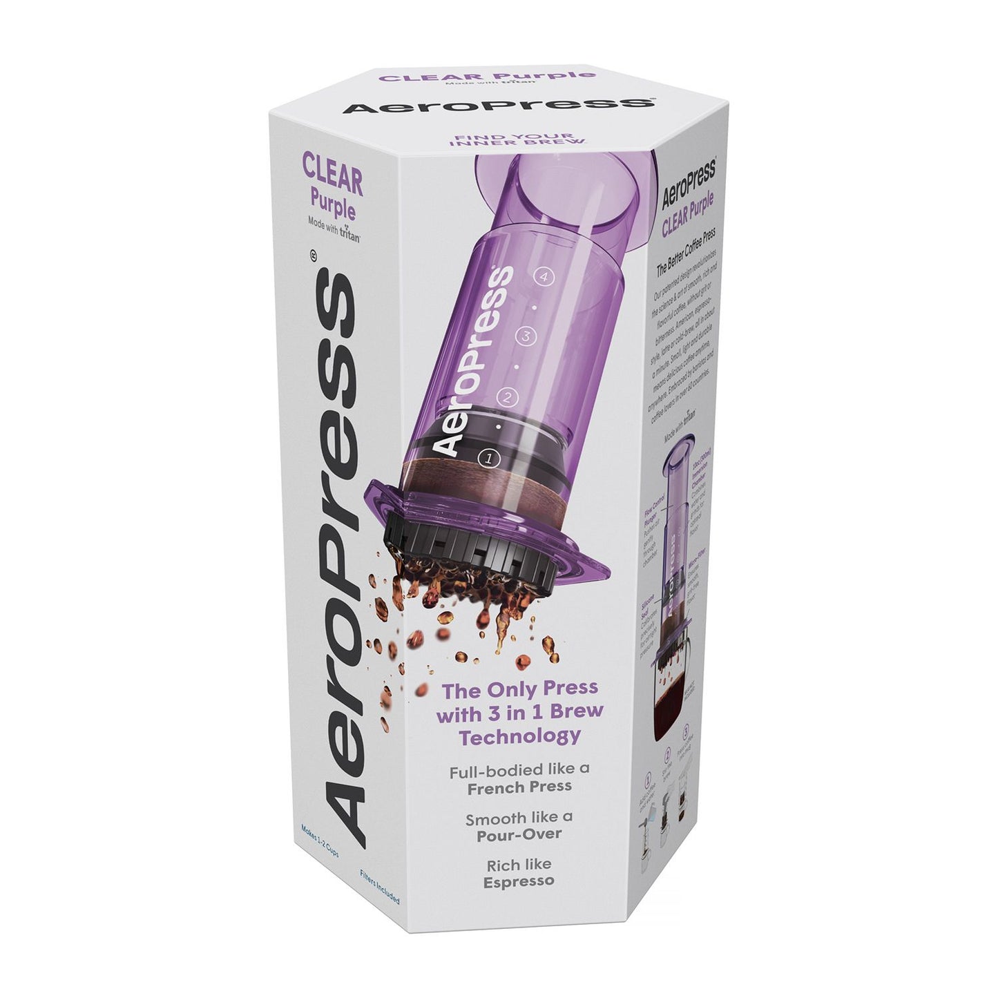Aeropress Clear purple zaparzacz do kawy fioletowy