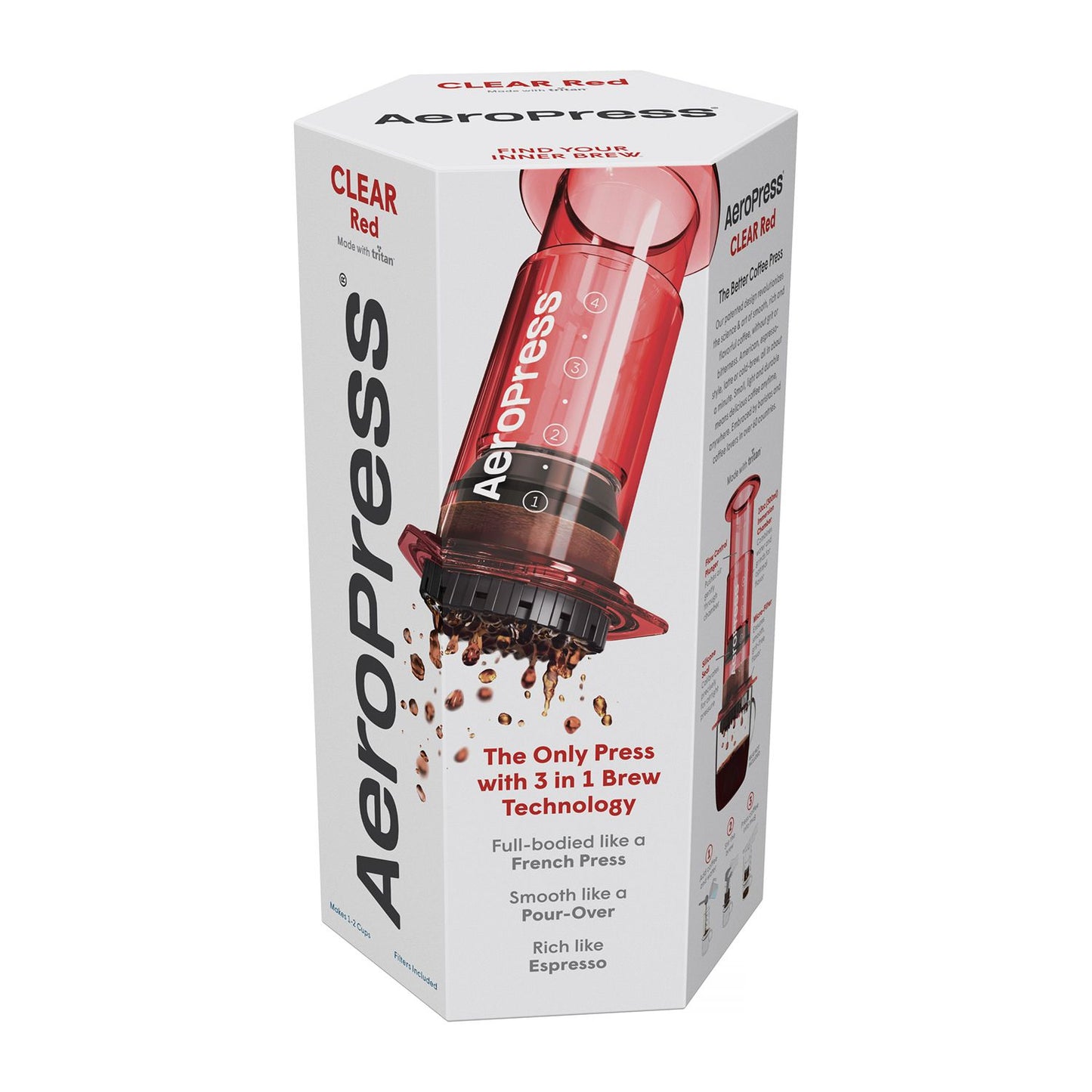 AeroPress Clear Red - Zaparzacz do kawy czerwony